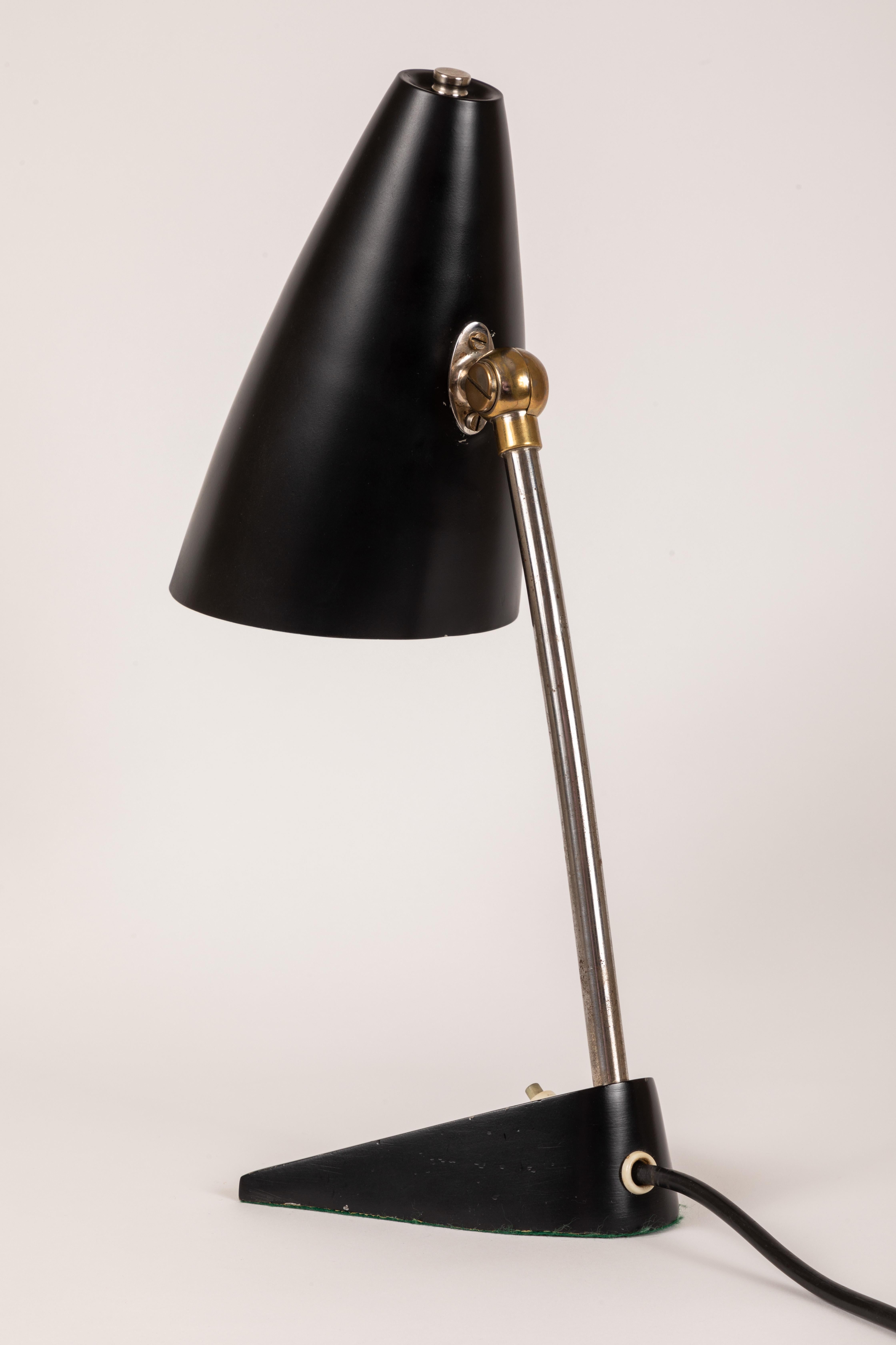 Austrian 1950s J.T. Kalmar Black Table Lamp