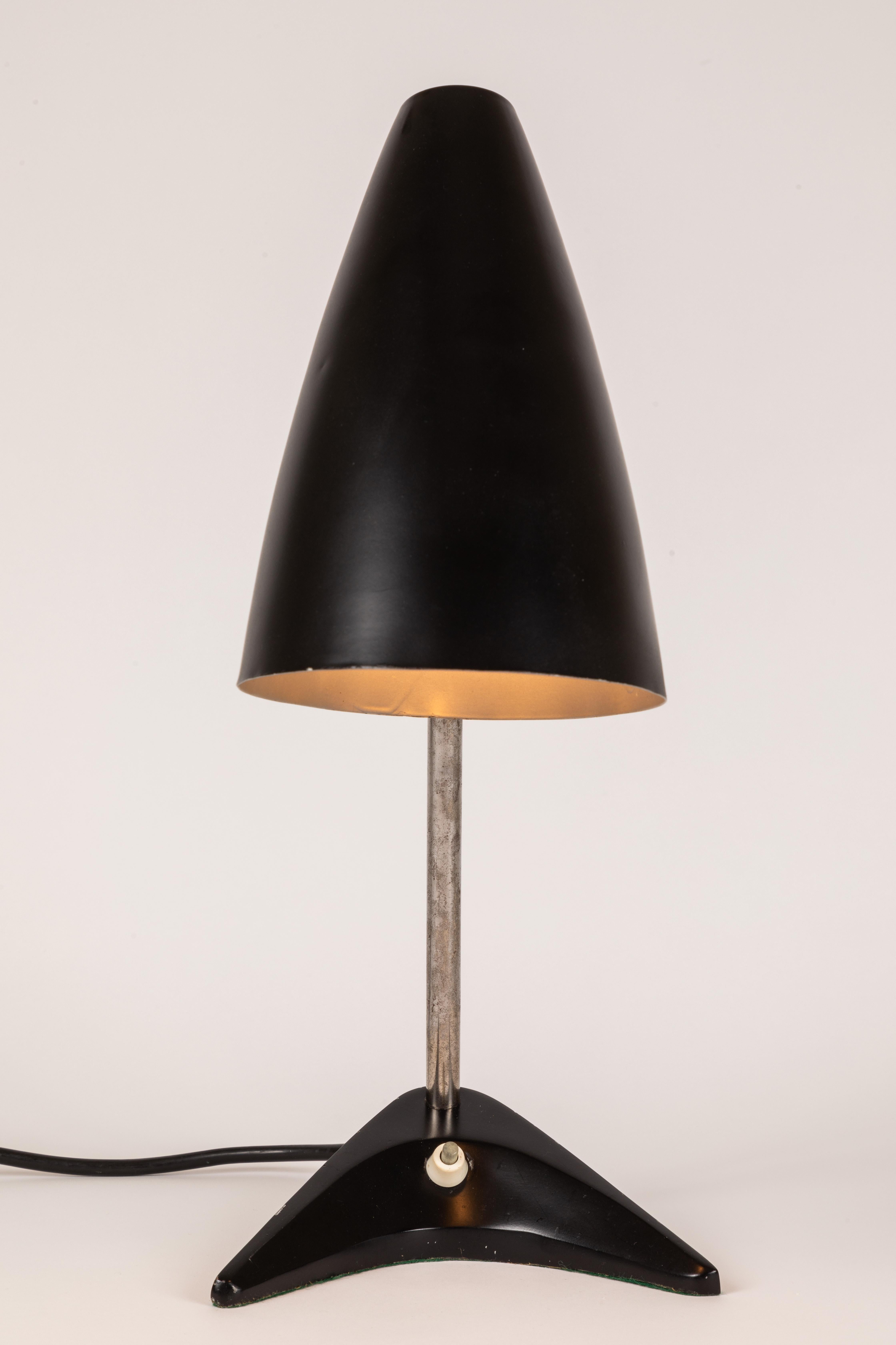 Mid-20th Century 1950s J.T. Kalmar Black Table Lamp
