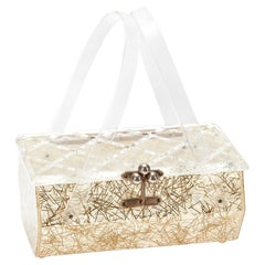 1950s Kahn of Florida Gold Confetti Lucite Double Handled Bag