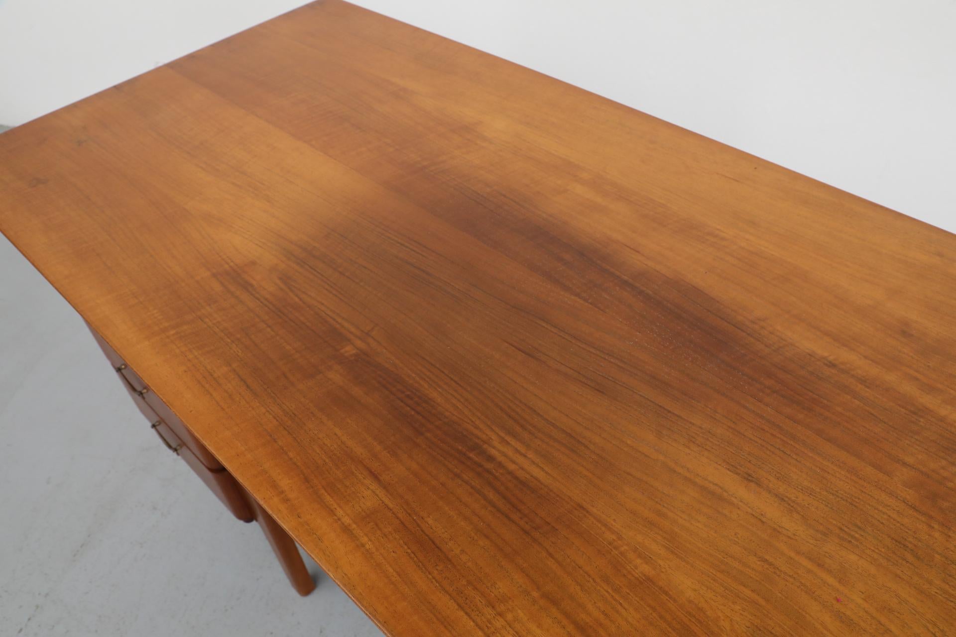 1950's Kai Kristiansen Style Pecan Writing Desk or Vanity with Floating Top 3