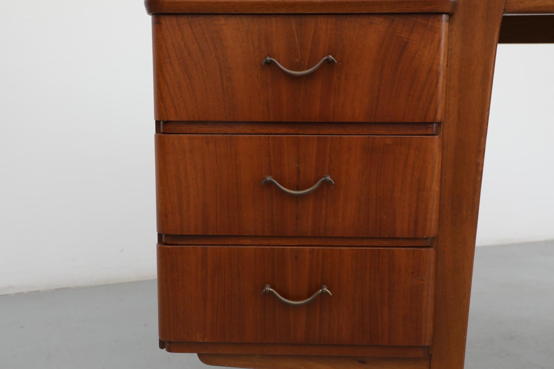 1950's Kai Kristiansen Style Pecan Writing Desk or Vanity with Floating Top 4