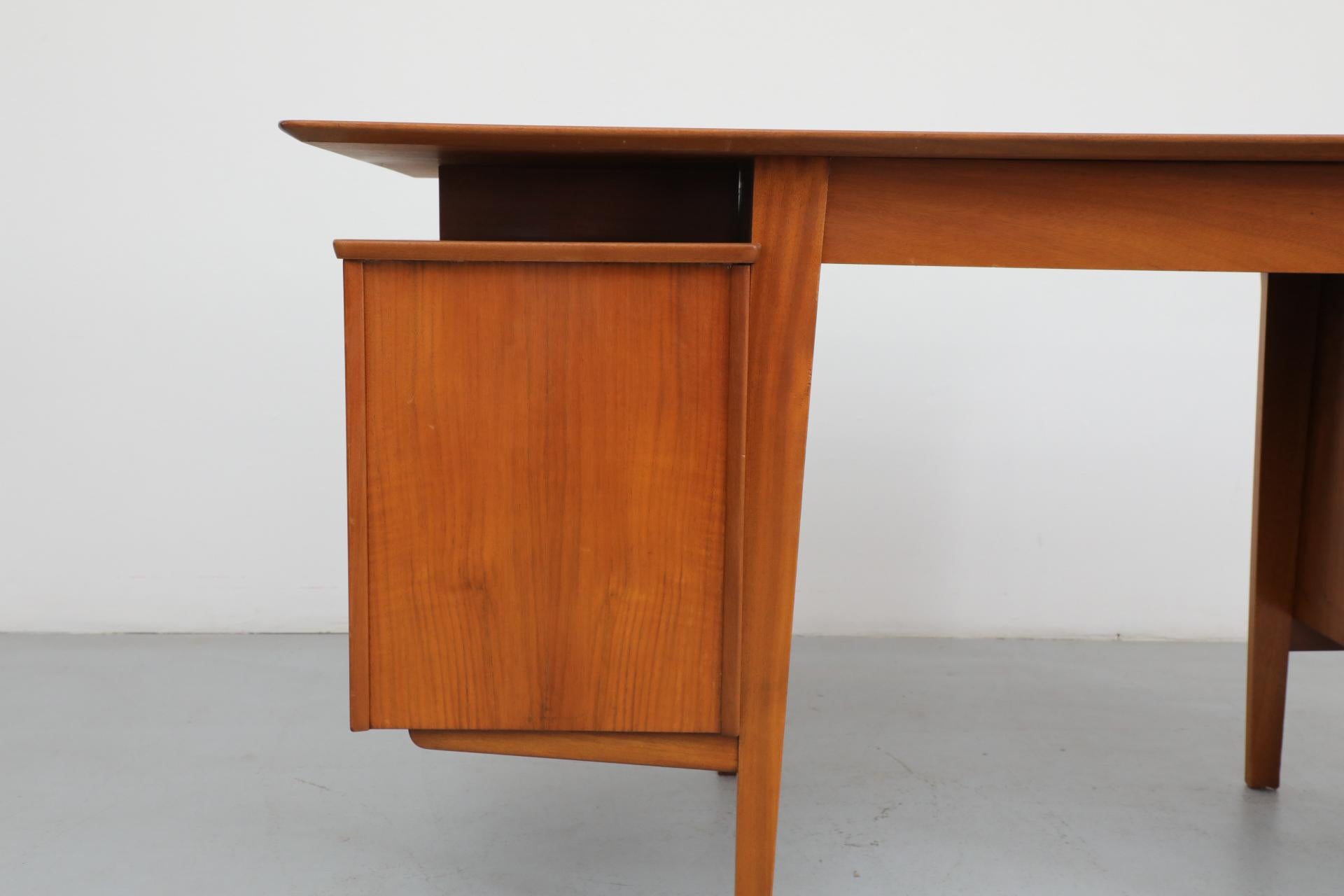 1950's Kai Kristiansen Style Pecan Writing Desk or Vanity with Floating Top 9