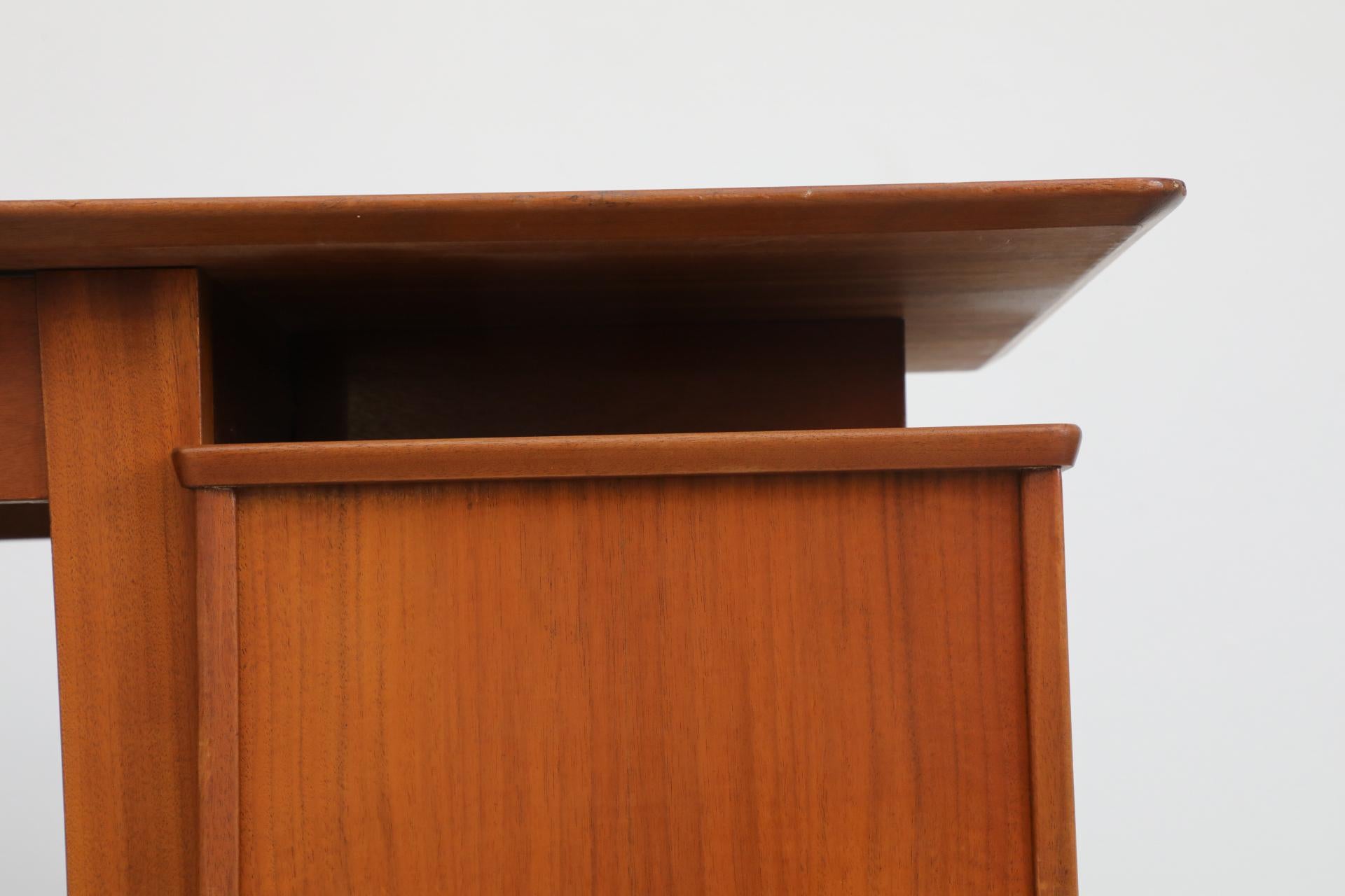1950's Kai Kristiansen Style Pecan Writing Desk or Vanity with Floating Top 10