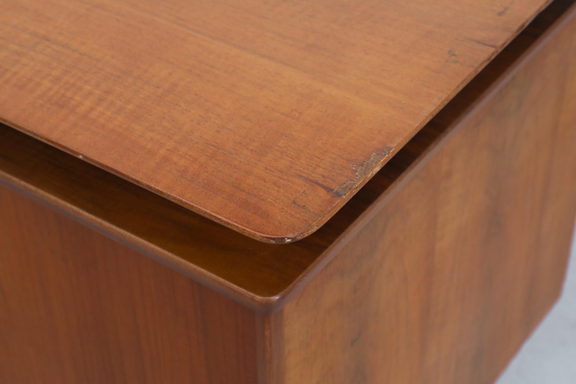 1950's Kai Kristiansen Style Pecan Writing Desk or Vanity with Floating Top 12