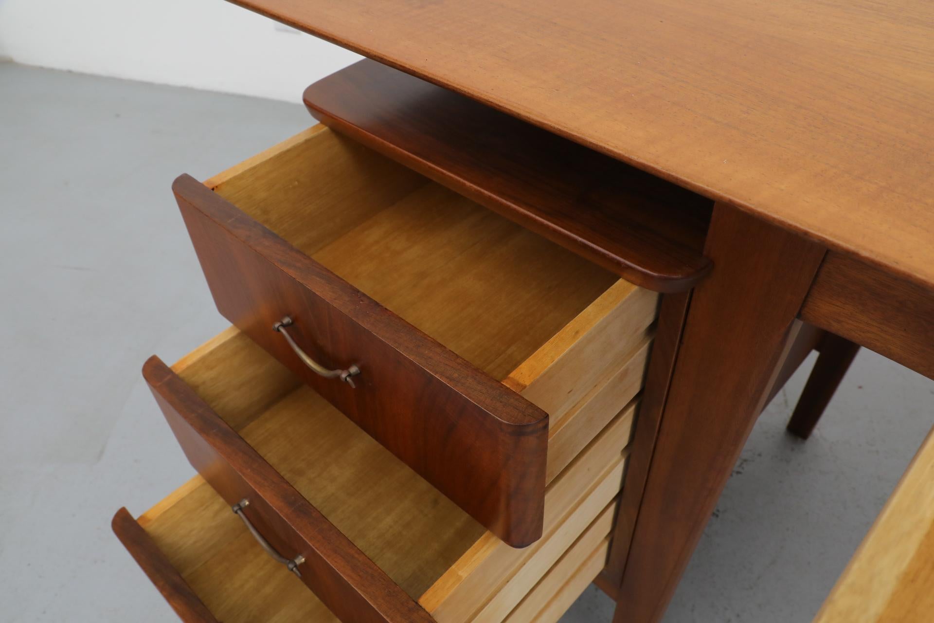 20th Century 1950's Kai Kristiansen Style Pecan Writing Desk or Vanity with Floating Top