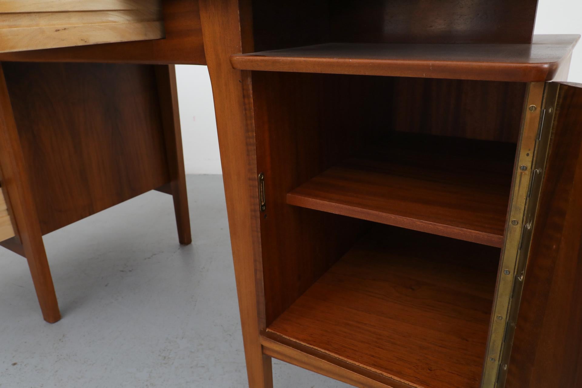 1950's Kai Kristiansen Style Pecan Writing Desk or Vanity with Floating Top 1