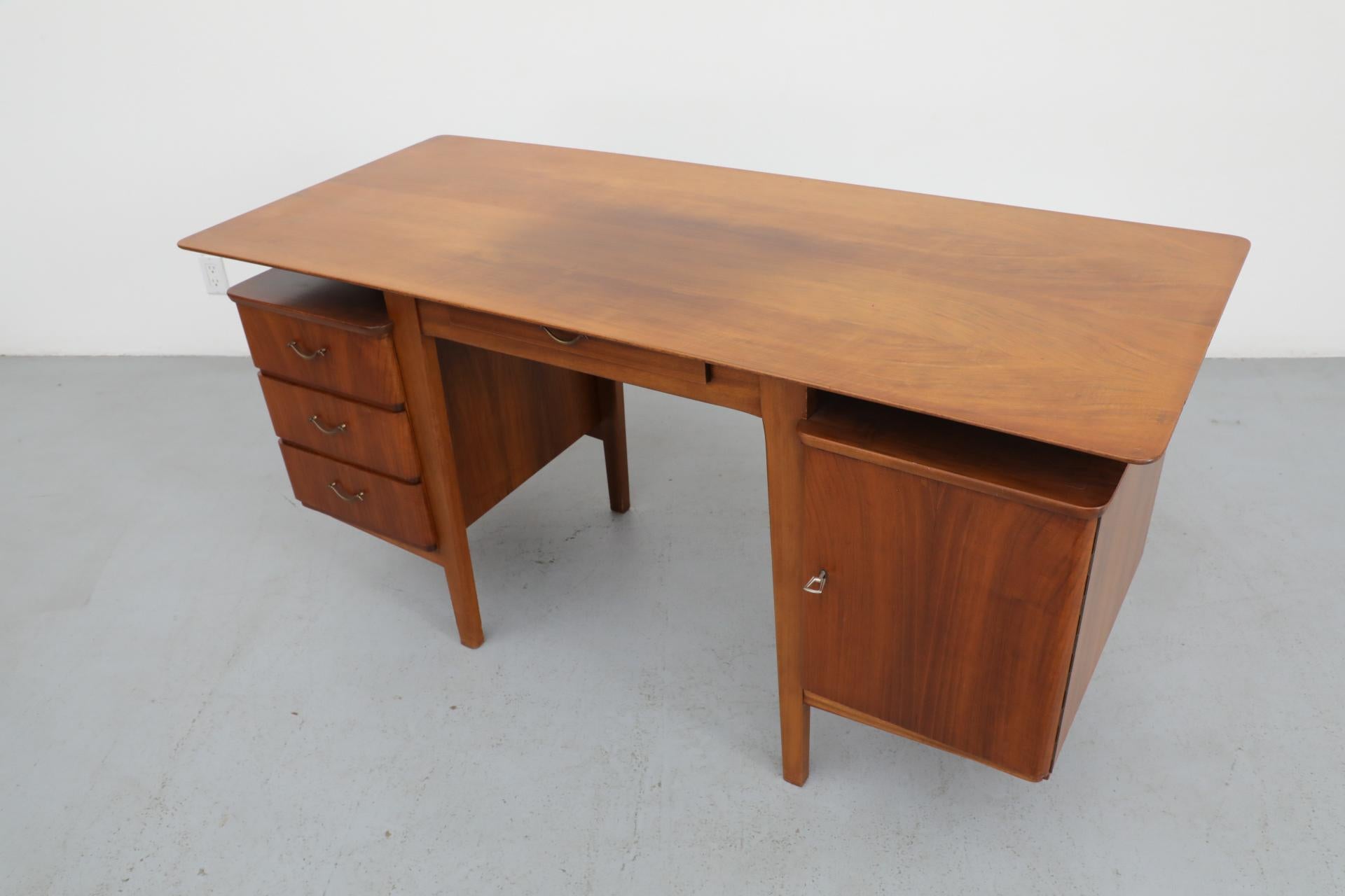 1950's Kai Kristiansen Style Pecan Writing Desk or Vanity with Floating Top 2