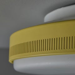 1950s Kaiser Leuchten Perforated Metal and Opaline Glass Flush Mount