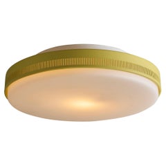 1950s Kaiser Leuchten Perforated Metal and Opaline Glass Flush Mount