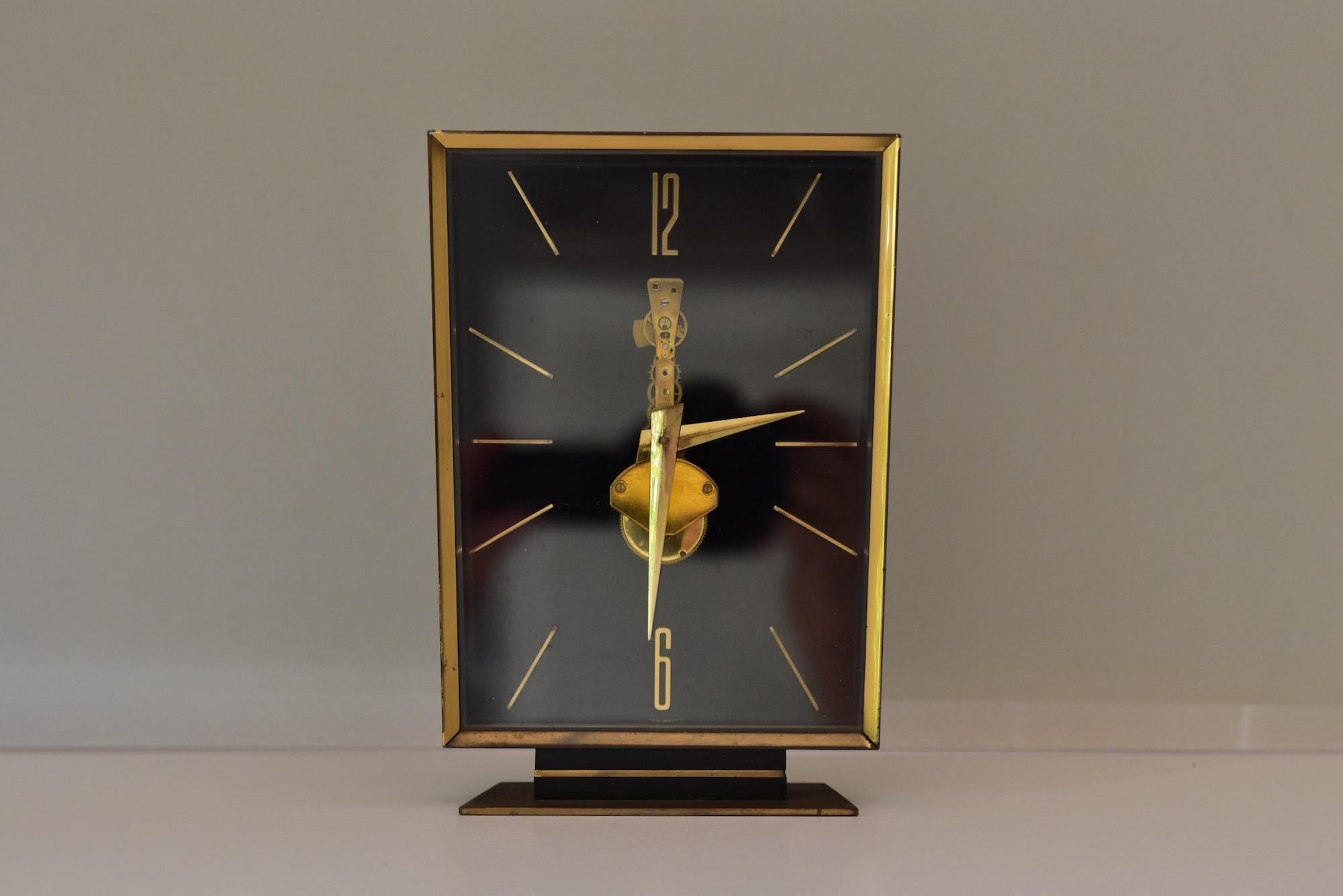 1950's Kaiser Table Clock 8 Day Baguette Inline Movement Made in Germany 5