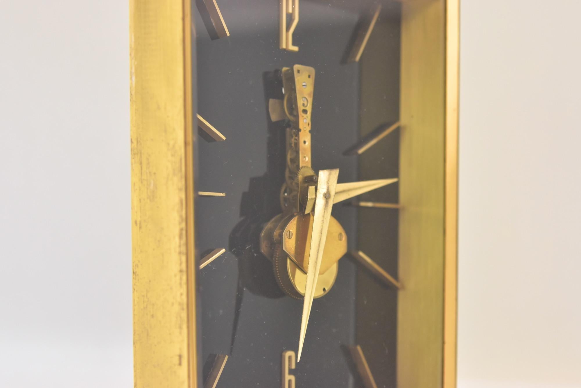1950's Kaiser Table Clock 8 Day Baguette Inline Movement Made in Germany 2