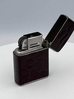1950's Karat-Werk Austria Deep Brown Alligator Skin Texture Cigarette Lighter
