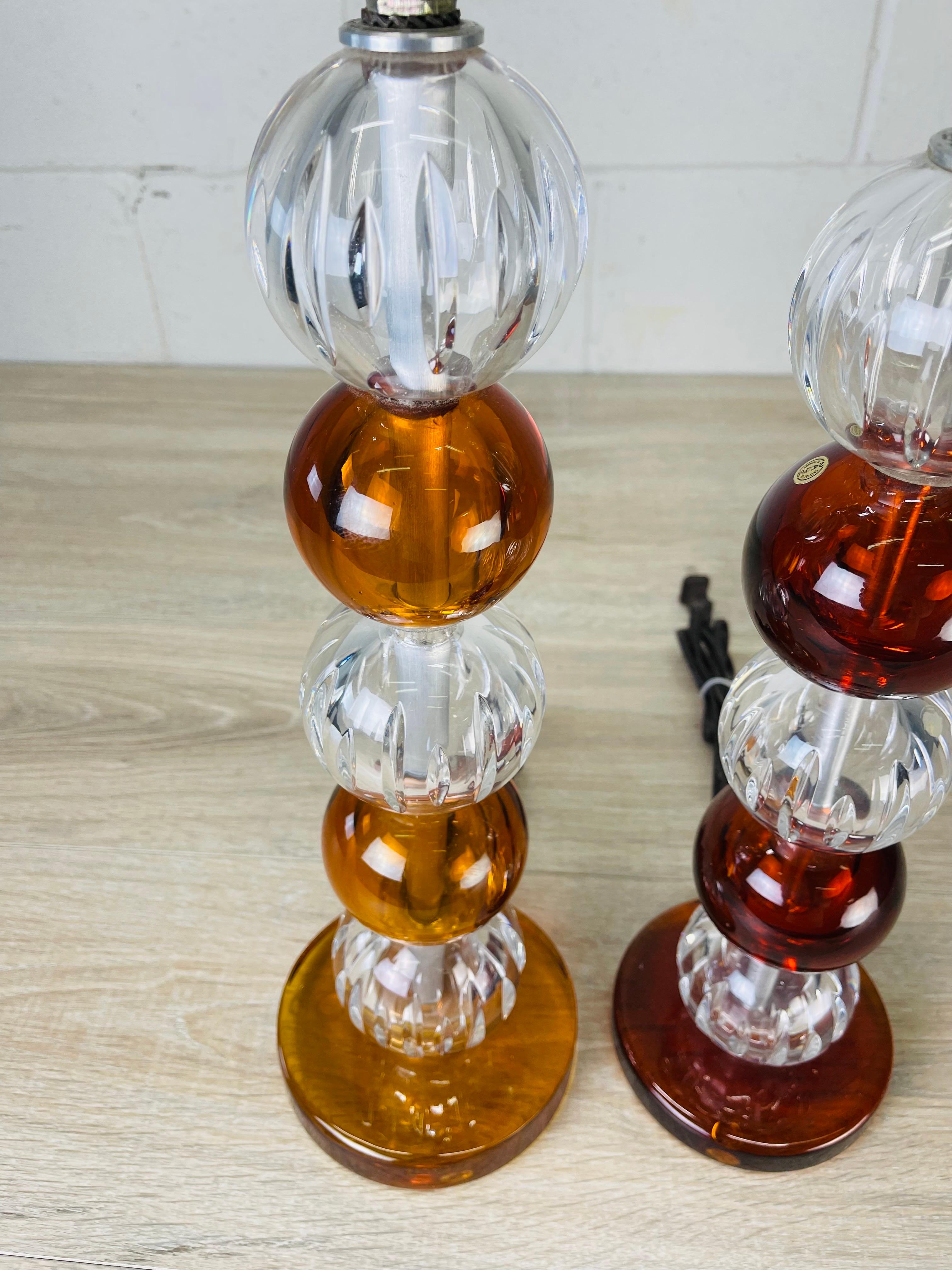 Mid-Century Modern 1950s Karl Fagerlund Stacked Multi-Color Table Lamps, Pair For Sale