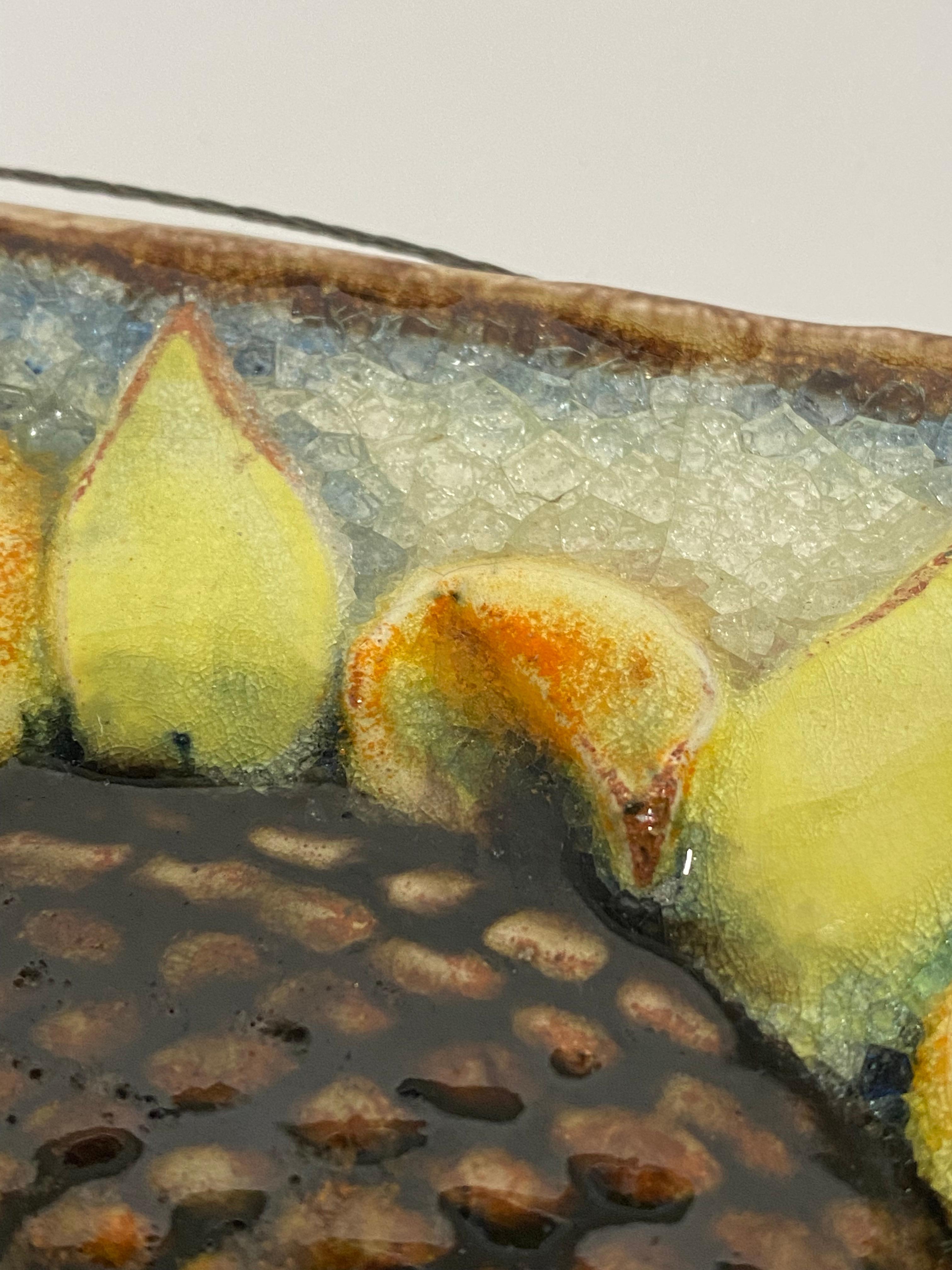 Karlsruher Majolika-Sonnenblumen-Terrakotta-Kachel, 1950er Jahre 6