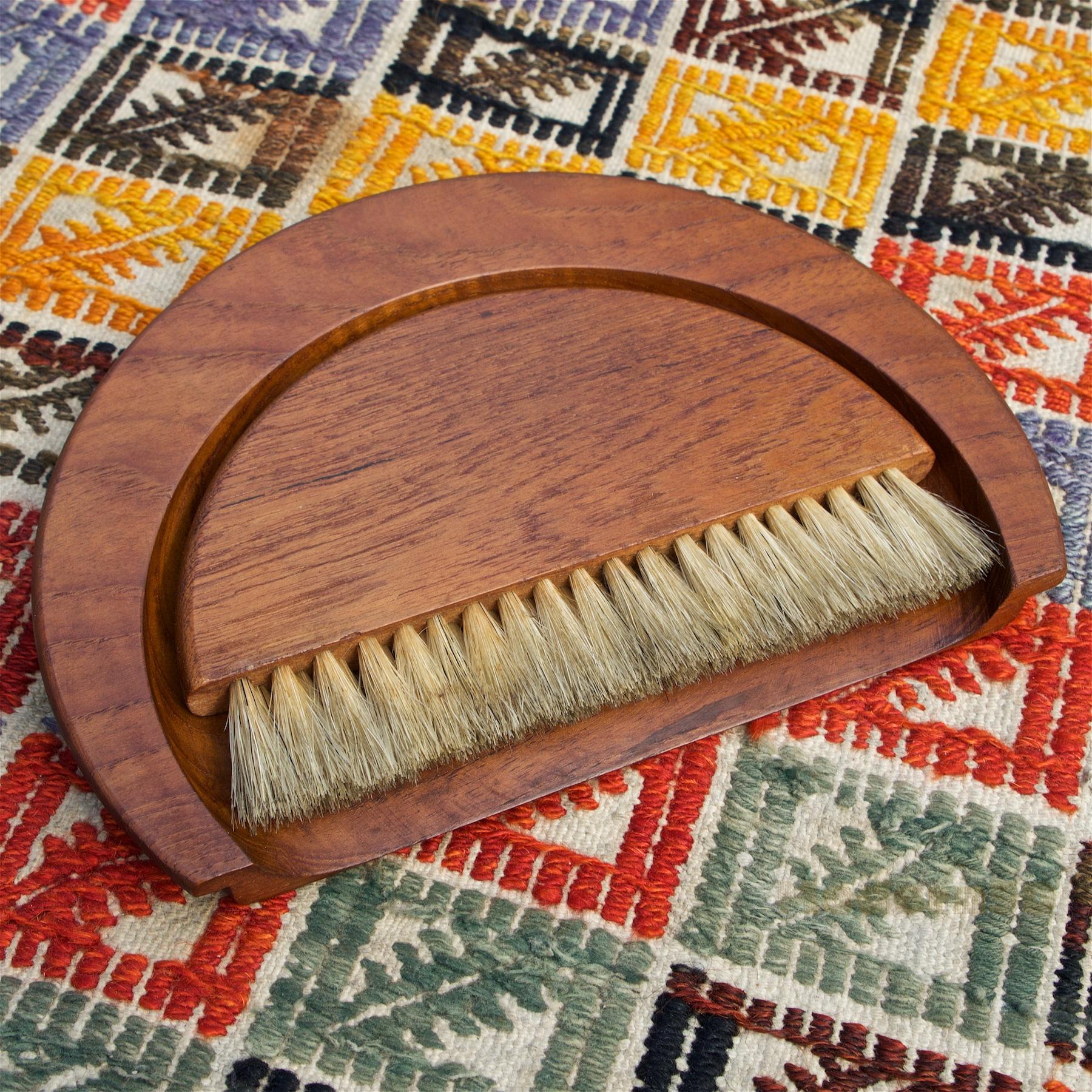 Kay Bojesen. Sweeper kit consisting of a sweeping tray and a brush of wood. Wonderful early impressed marks; k.b. eneret, translating kb exclusive, and Kay Bojesen paper label.
  