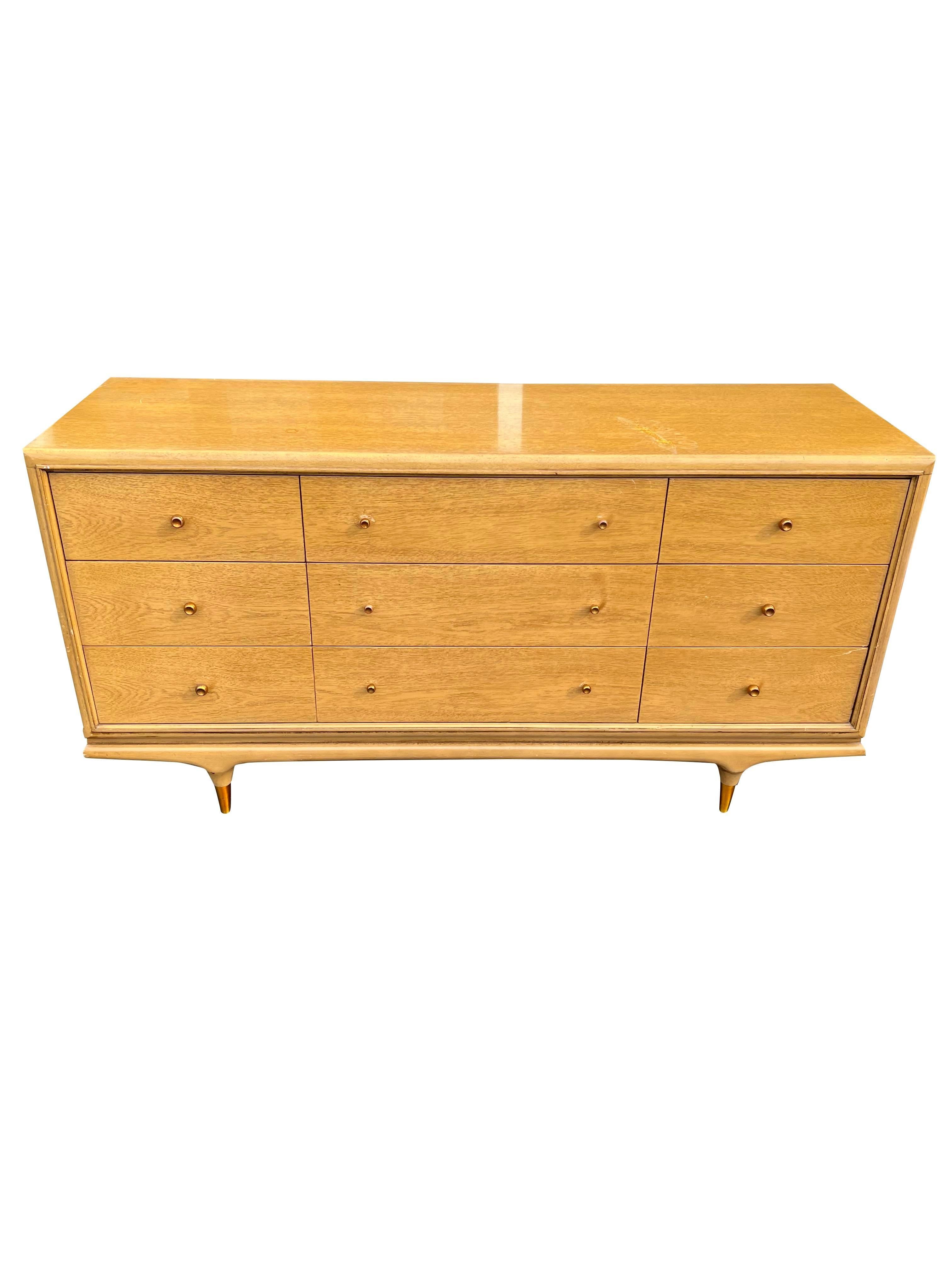 1950s Kent Coffey Continental Long Lowboy Dresser in Mid Century Modern Design For Sale 3