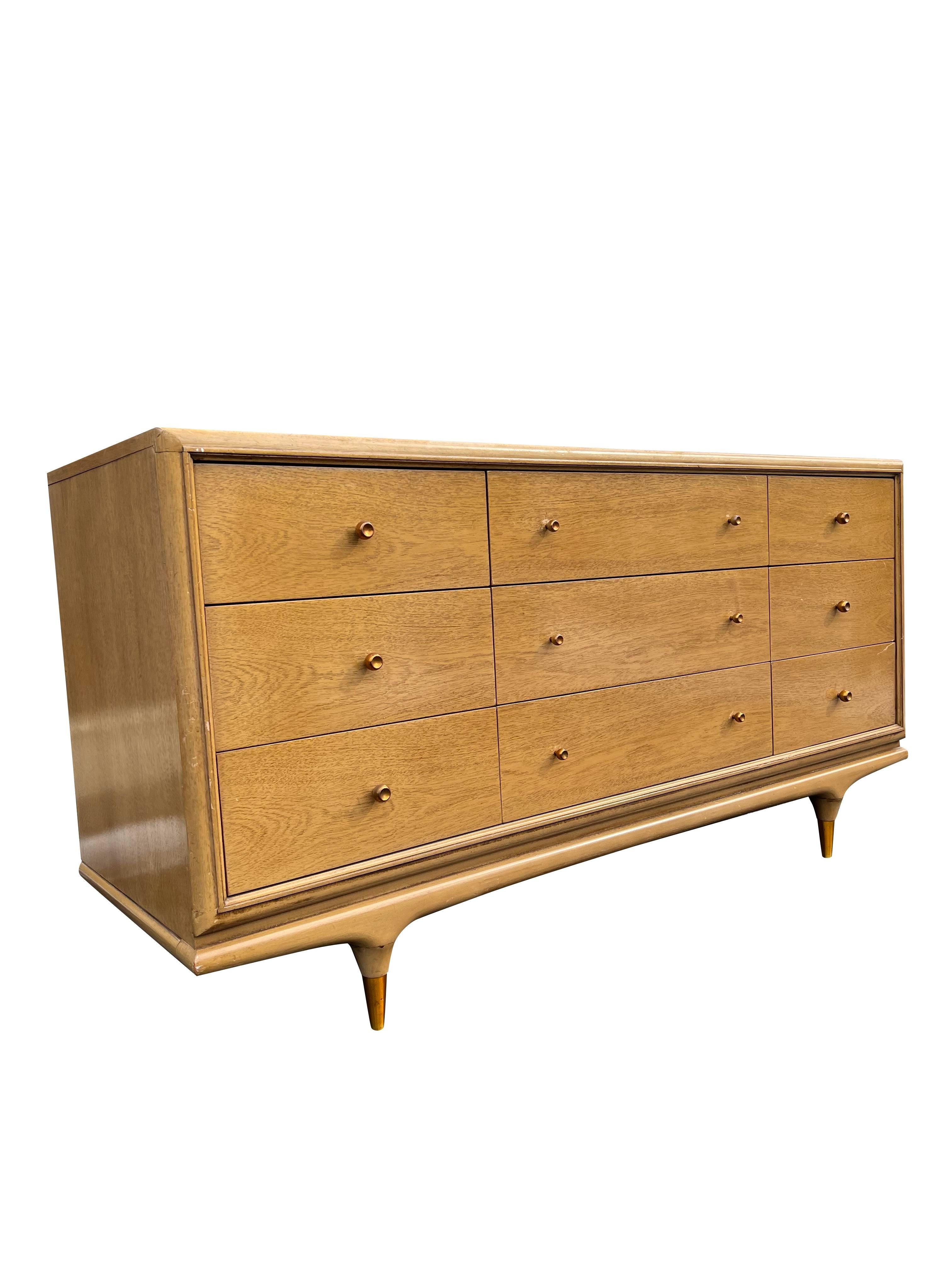 Wood 1950s Kent Coffey Continental Long Lowboy Dresser in Mid Century Modern Design For Sale
