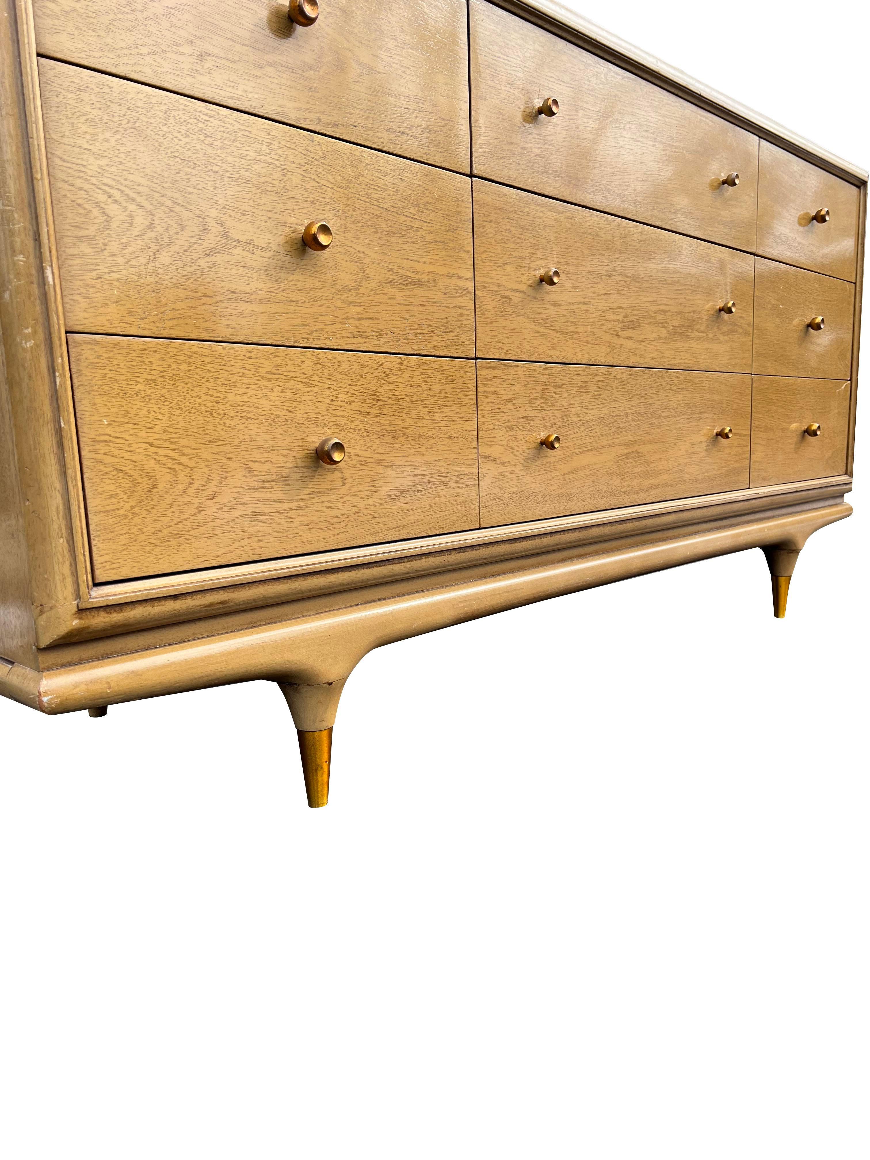 1950s Kent Coffey Continental Long Lowboy Dresser in Mid Century Modern Design For Sale 1