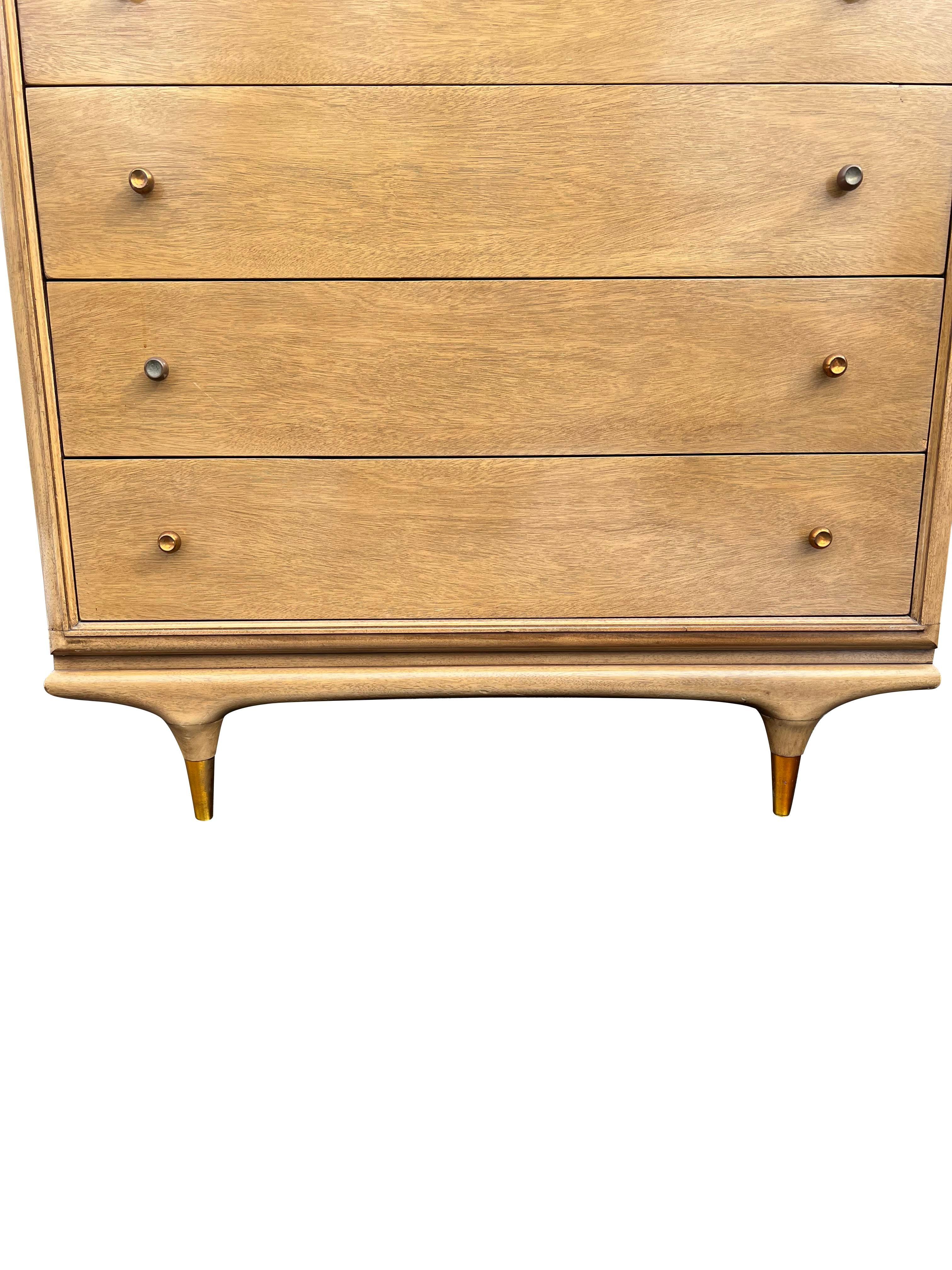 Mid-20th Century 1950s Kent Coffey Continental Tall Dresser Highboy in Mid Century Modern Design