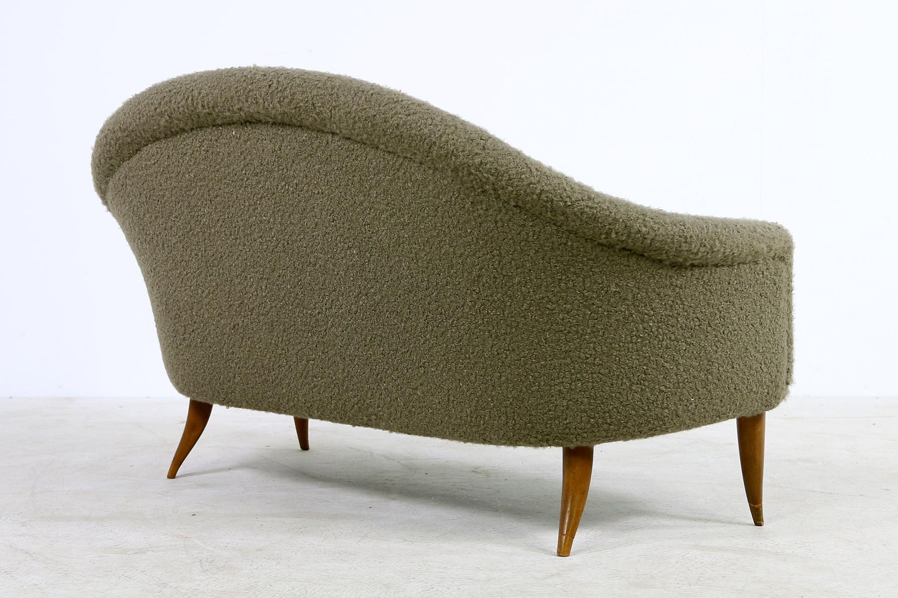 Mid-Century Modern 1950s Kerstin Holmquist Paradise Sofa, Love Seat, Boucle Leather Tufted, Sweden For Sale
