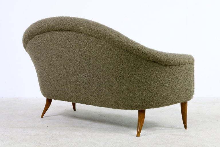 Mid-20th Century 1950s Kerstin Holmquist Paradise Sofa, Love Seat, Boucle Leather Tufted, Sweden For Sale