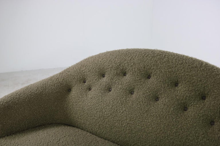 Fabric 1950s Kerstin Holmquist Paradise Sofa, Love Seat, Boucle Leather Tufted, Sweden For Sale