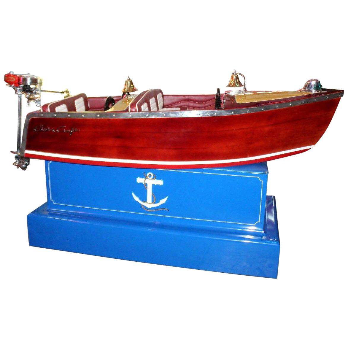 1950s Kiddie Boat Ride with Custom Chris Craft Logo Carnival Ride For Sale