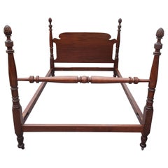 1950s Kindel Furniture Vintage Mahogany Antique Full Size Poster Bed