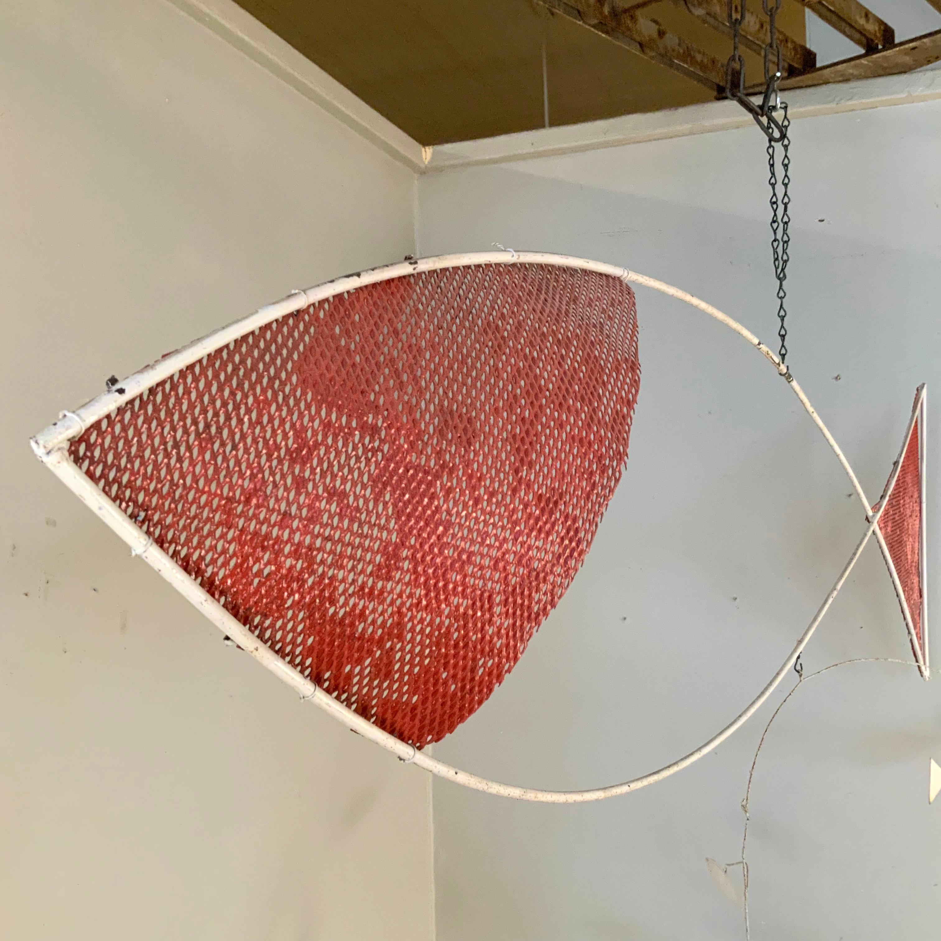 American 1950s Kinetic Iron Fish Mobile For Sale