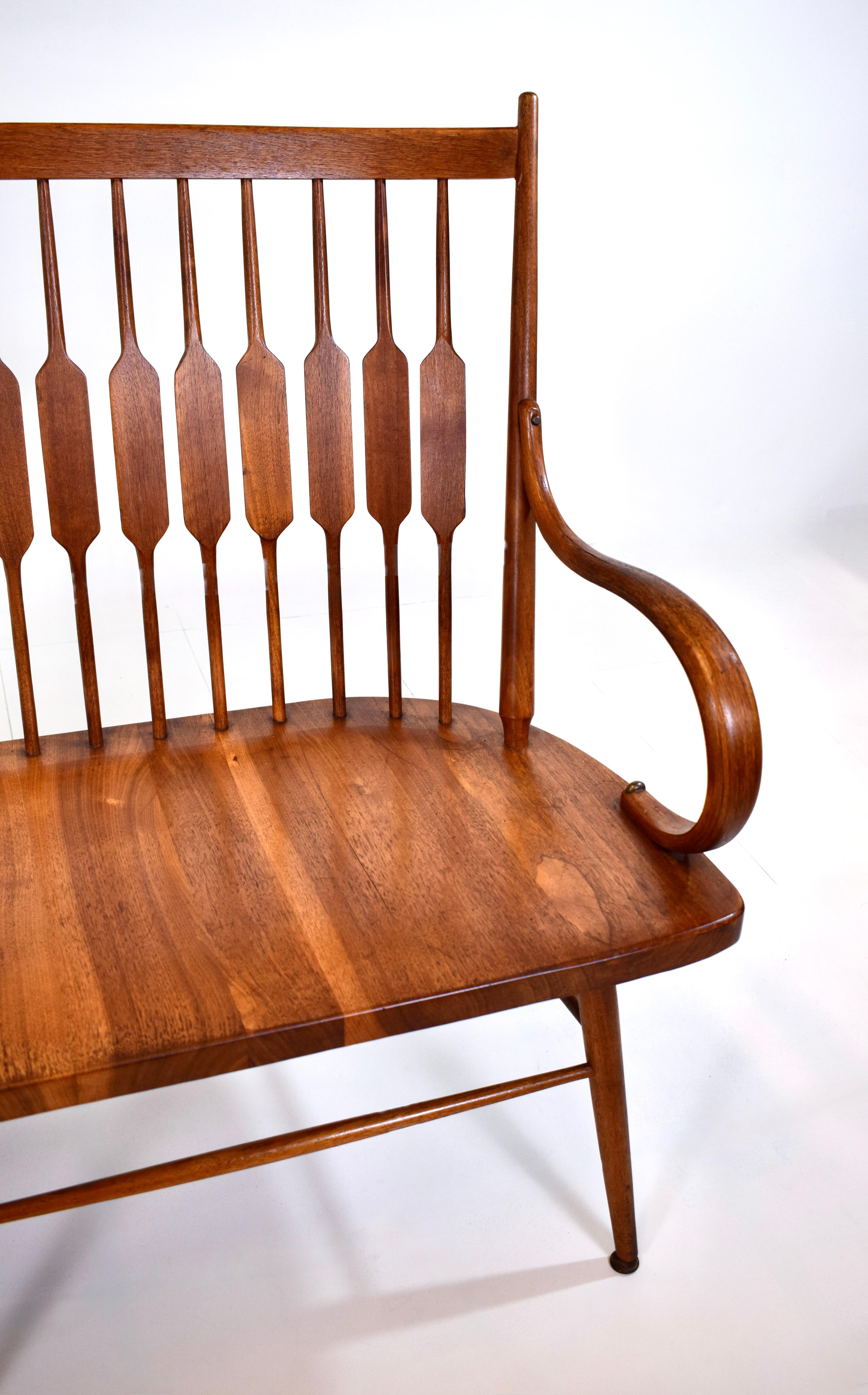 1950's Kipp Stewart for Drexel Declaration Walnut Spindle Back Bench For Sale 3