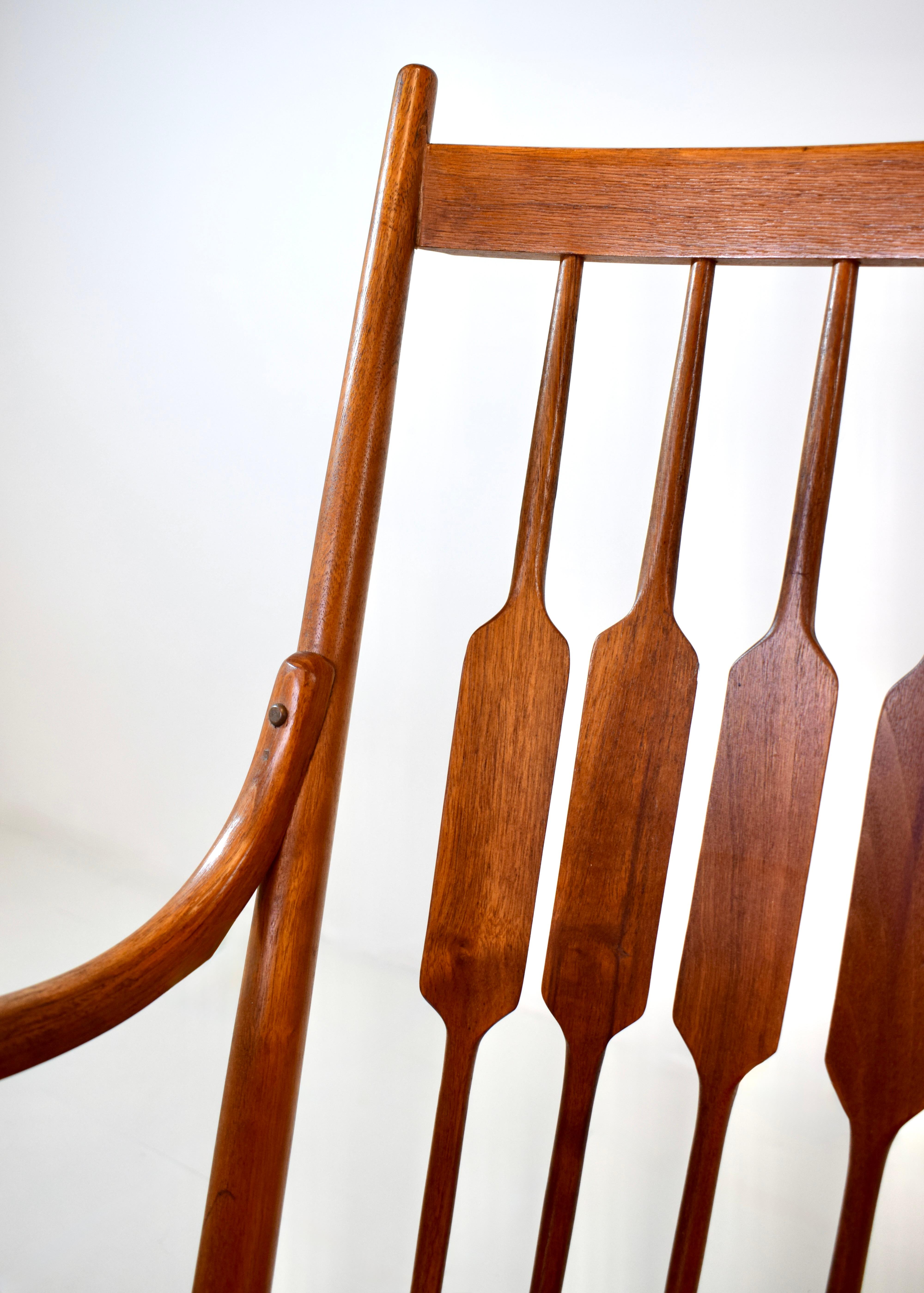 American 1950's Kipp Stewart for Drexel Declaration Walnut Spindle Back Bench For Sale