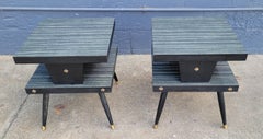 1950's Kitch Two Tier End Tables Black with Black Formica