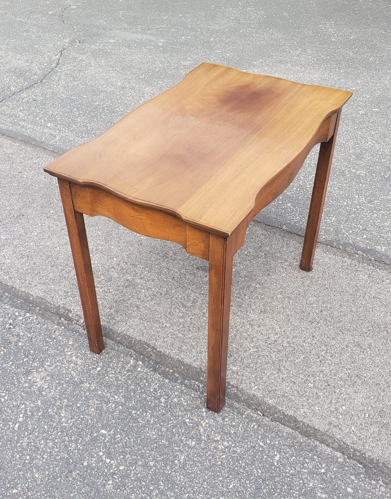 A 1950s Kittinger Buffalo Mahogany Rectangular Side Table. Refinished not too long ago and in good vintage and steady condition. measures 17.5