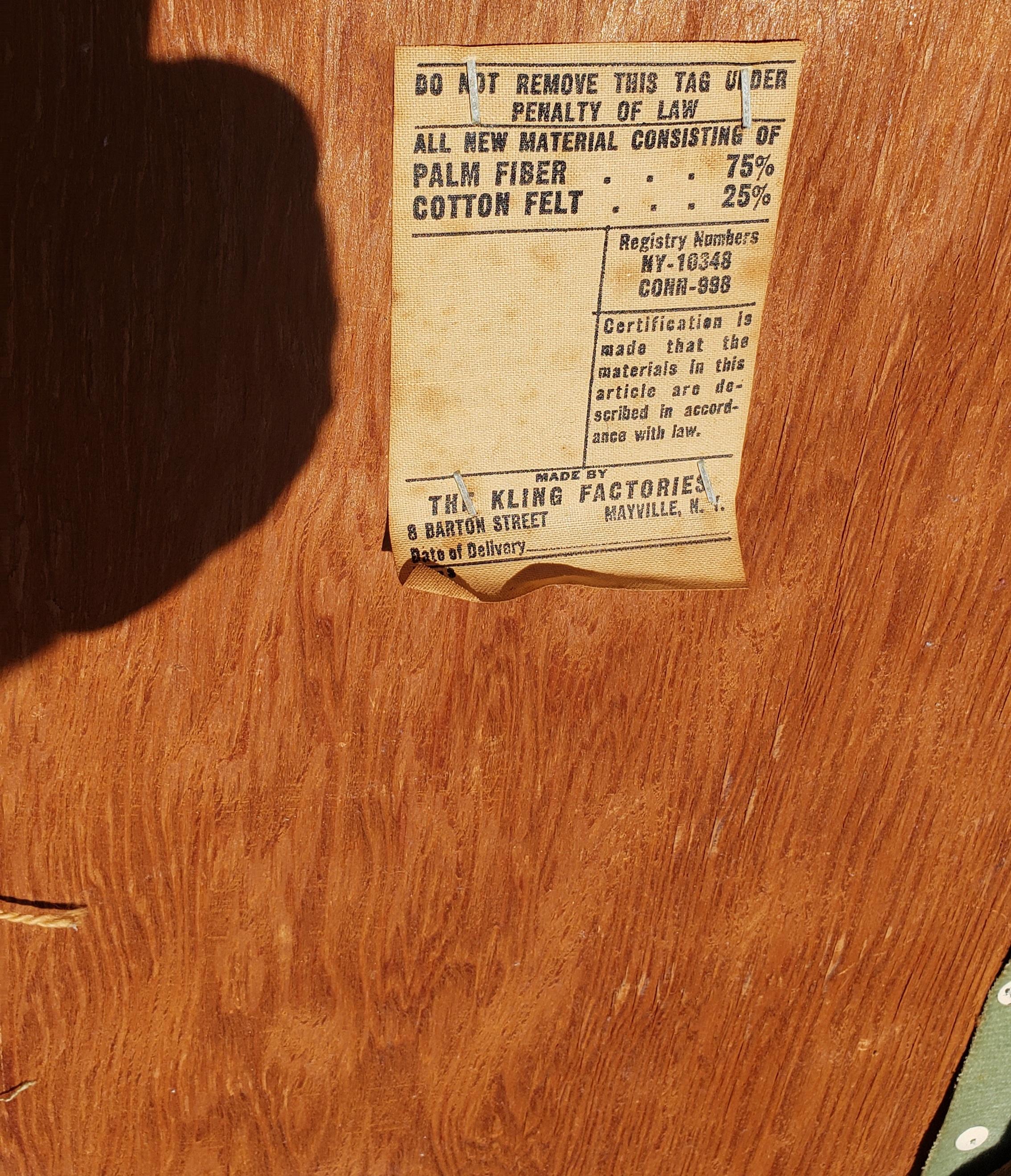 Woodwork 1950s Kling Factories Queen Anne Velvet Upholstered Bench For Sale