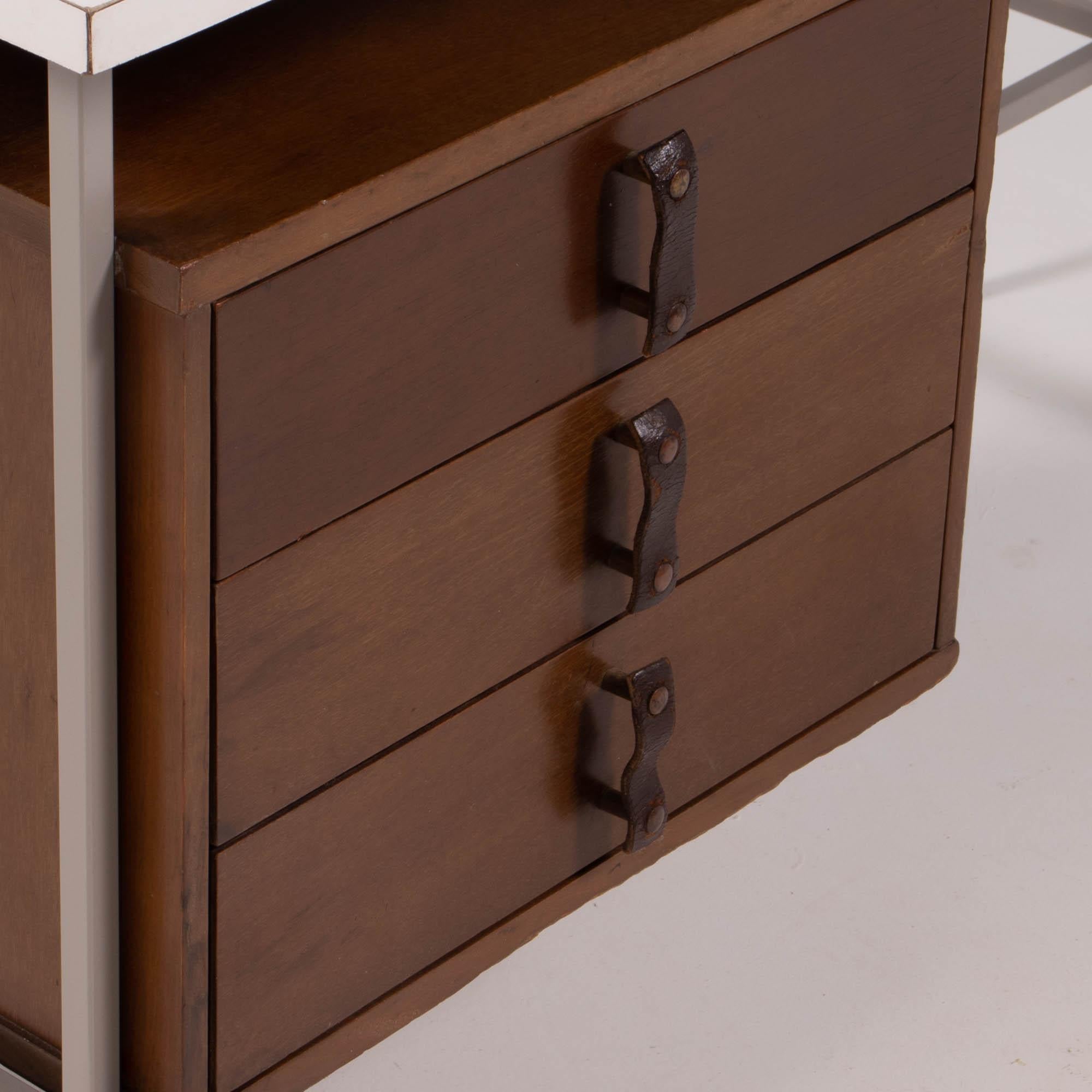 1950s Knoll & Drake Formica and Walnut Desk 1