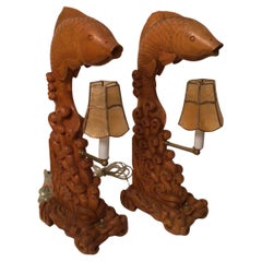 1950s Koi Fish Table Lamps