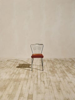 1950s Kooky Metal Chairs Upholstered in Persimmon Goat Mohair