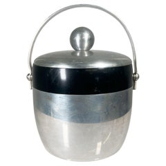 Vintage 1950s Kromex Ice Bucket Atomic Silver and Black