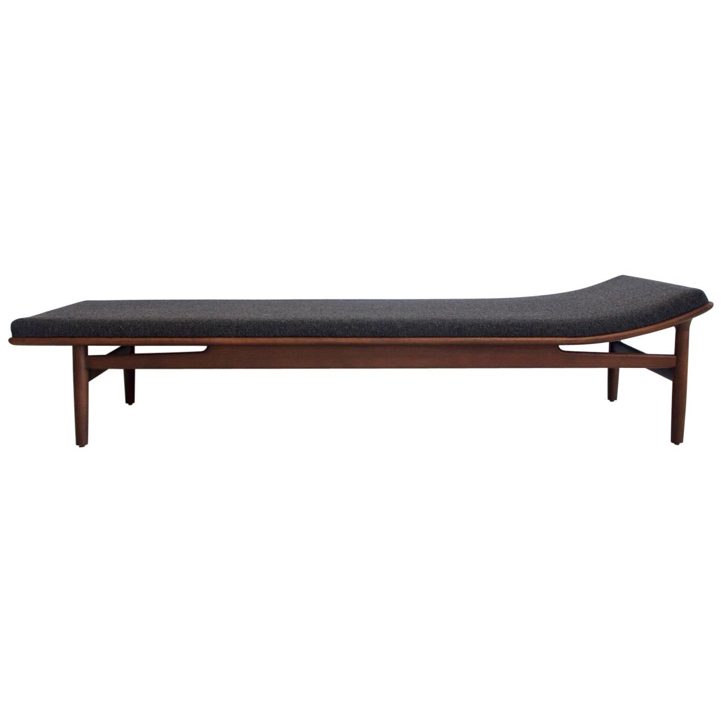 1950s Kurt Ostervig Daybed with Stained Oak Frame and Kvadrat Wool Cushion