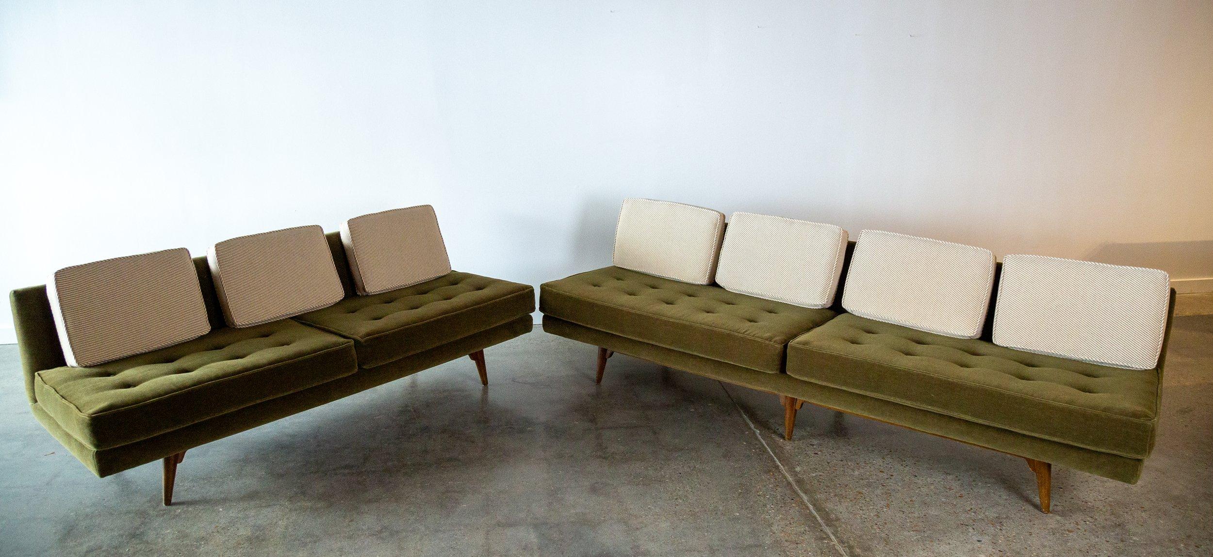 1950s L Shaped Edward Wormley for Dunbar 5526 sectional (2 sofas) Mohair and Woo In Good Condition In Virginia Beach, VA