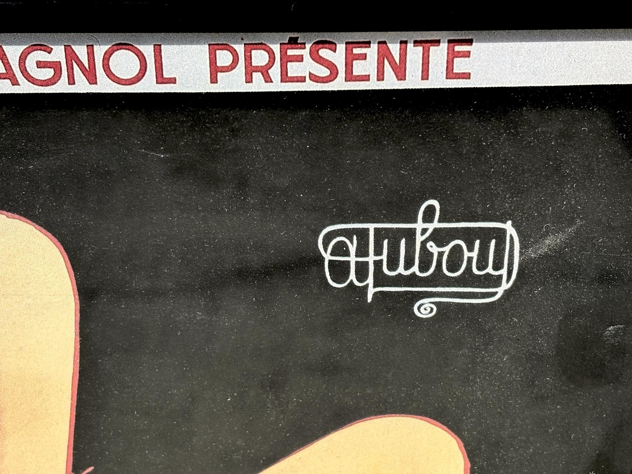 Cartel de cine original publicado en la década de 1950 para la película La mujer del panadero (La Femme du Boulanger, 1938), del artista Albert Dubouf. Impreso y marcado en la parte inferior izquierda por 