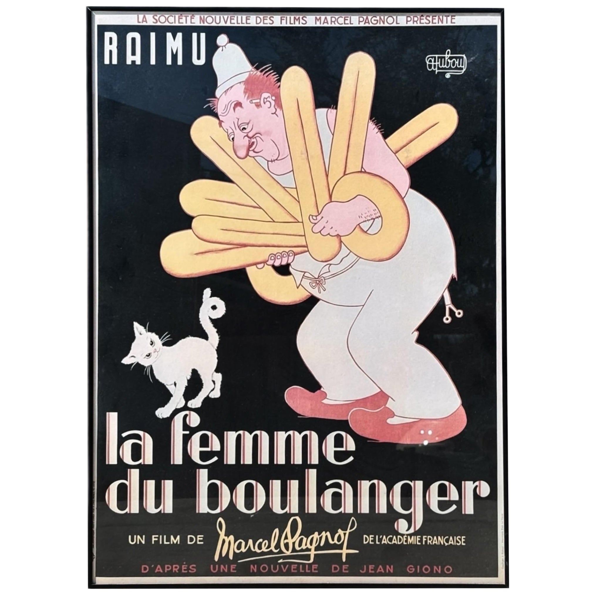 Cartel de la película francesa de 1950 La Femme Du Boulanger (1938)