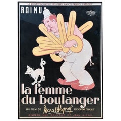 Cartel de la película francesa de 1950 La Femme Du Boulanger (1938)
