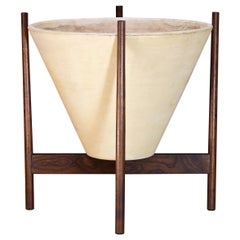 1950s La Gardo Tackett Architectural Pottery Bisque Cone Planter in Walnut Stand