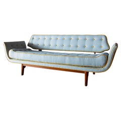 Sofa „La Gondola“ aus belgischem Leinen und Ziegenleder von Edward Wormley für Dunbar, 1950er Jahre