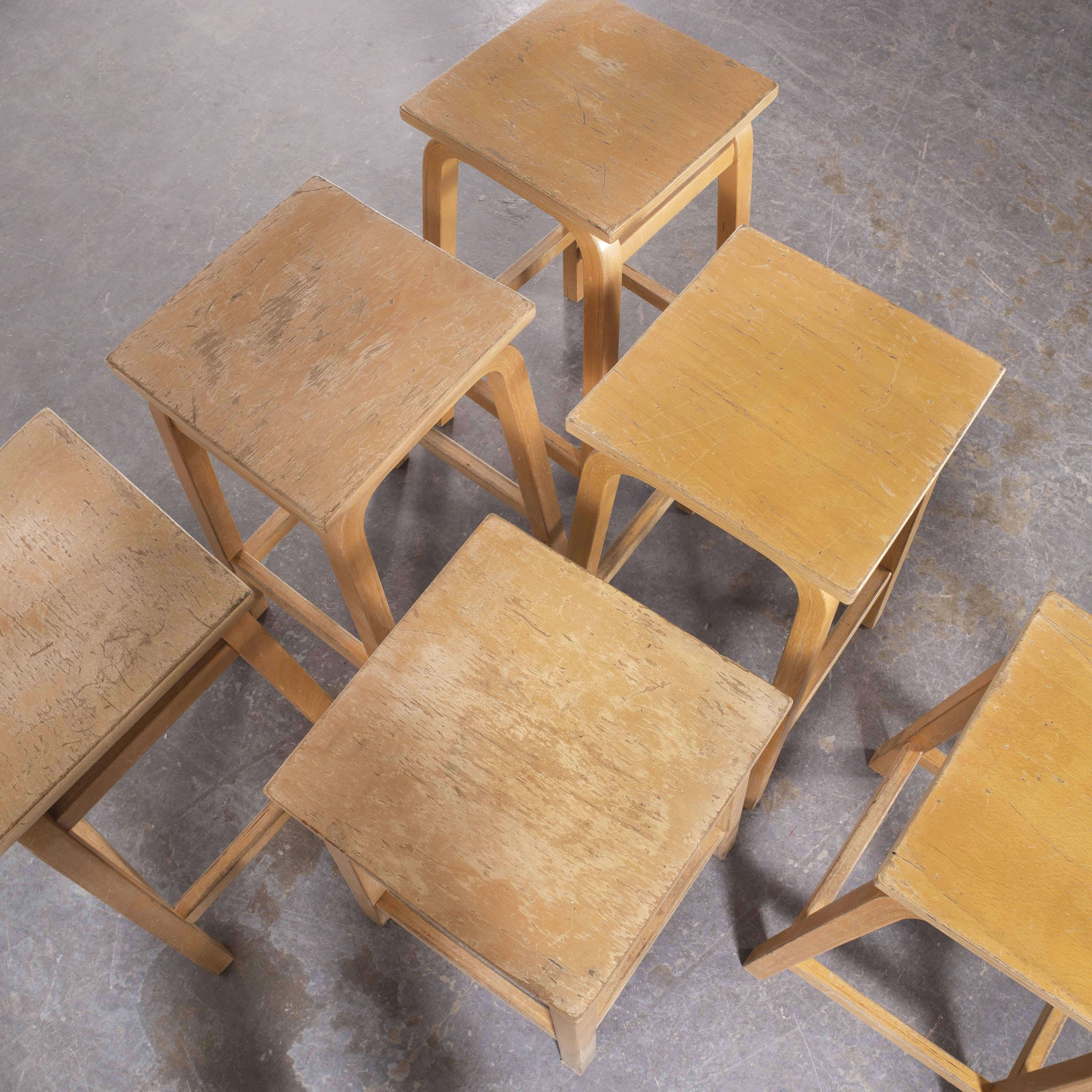 Mid-20th Century 1950's Laboratory Stools by Lamstak, Set of Six For Sale