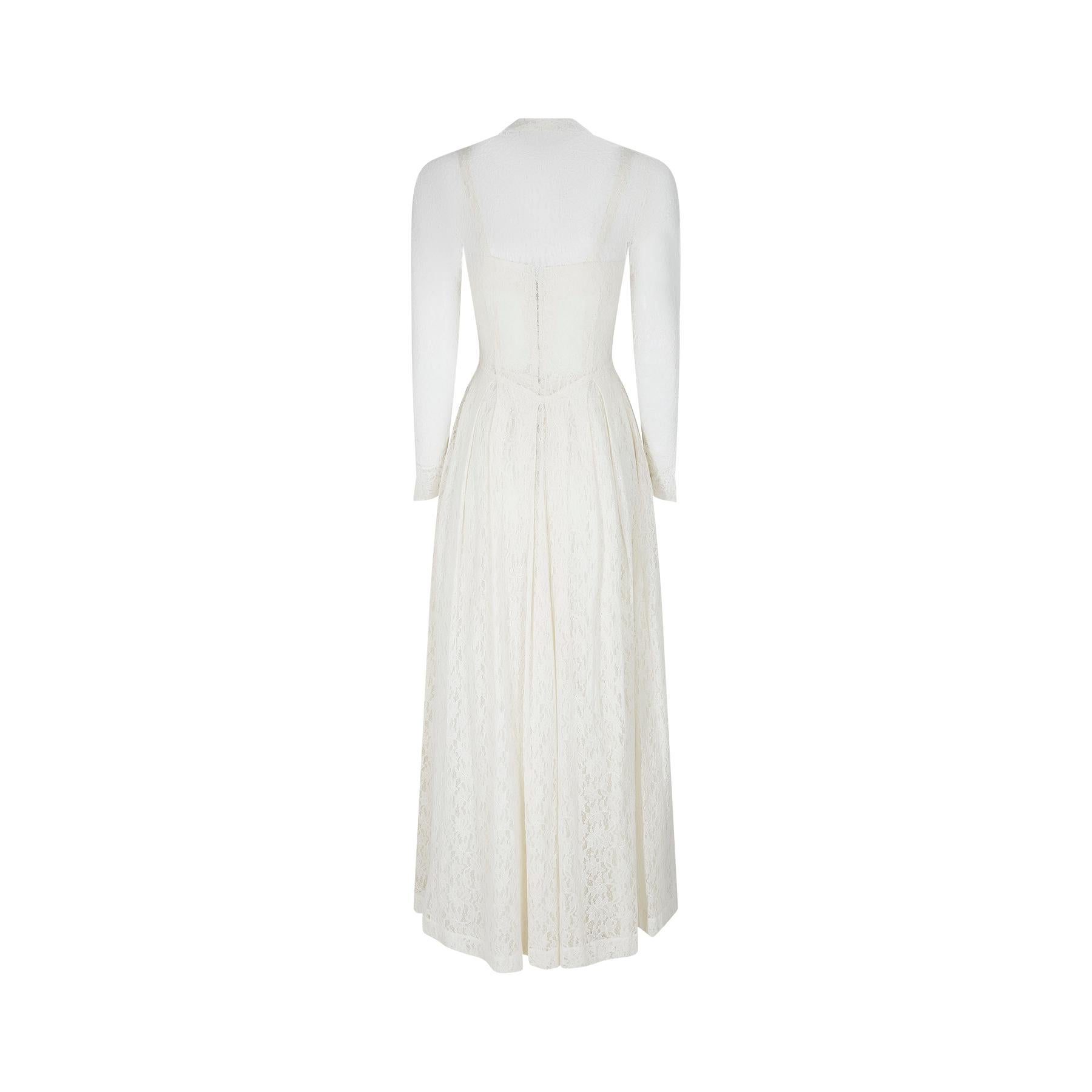 Spitzen-Hochzeitskleid aus den 1950er Jahren im Zustand „Hervorragend“ im Angebot in London, GB