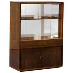 1950s Lacquer Cabinet with Glass Shelves