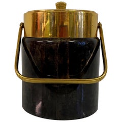 1950s Lacquered Goatskin and Brass Ice Bucket by Aldo Tura