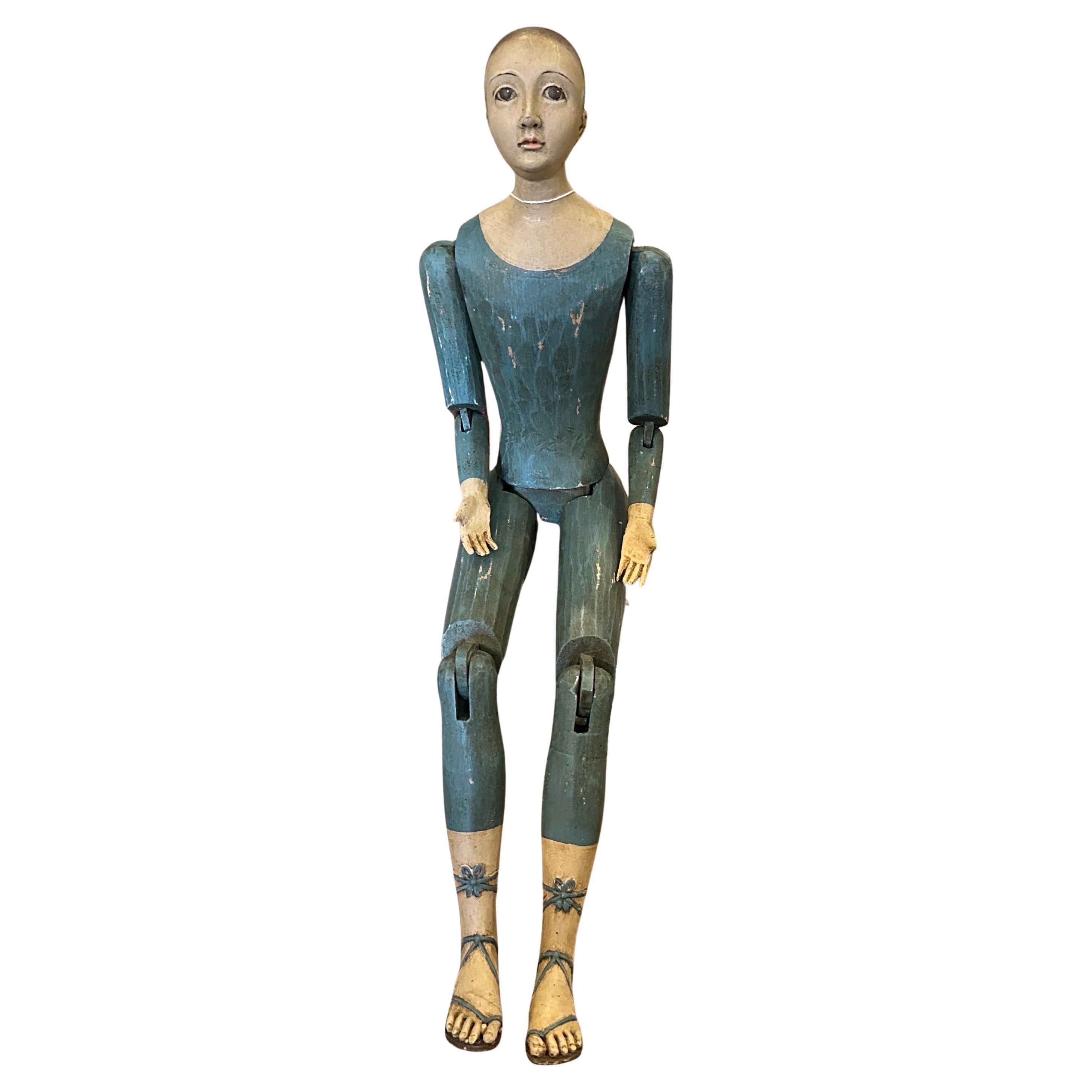 1950er Jahre Lackiertes Holz Italienische Gliederpuppe